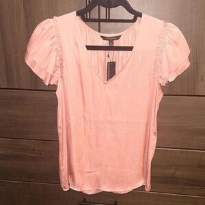 NWT Banana Republic Pink Blouse with Ruffle Sleeves XS